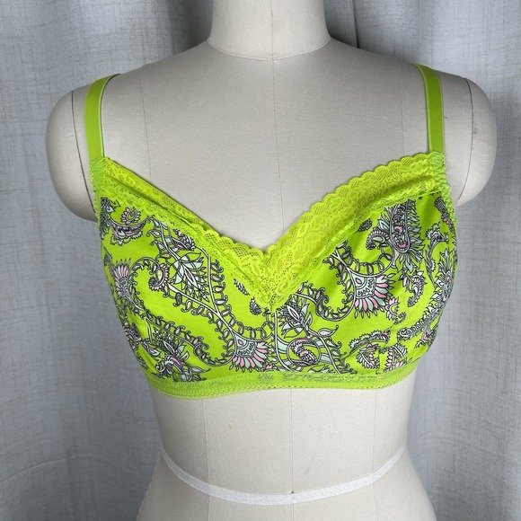 Savage Other - NEW! Savage X Fenty Womens 1X Cotton Essentials Bralette Neon Green Paisley Lace